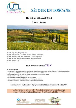 Séjour Toscane AFFICHE